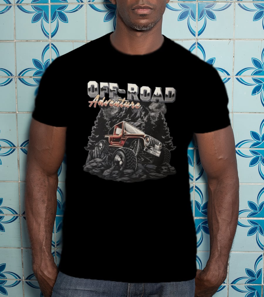 OFF ROAD Adventure Orange 4×4 Vehicle On Rocks Rugged Exploration T-Shirt