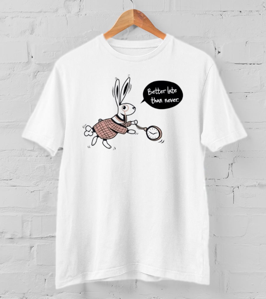 Better Late Than Never Rabbit Pocket T-Shirt