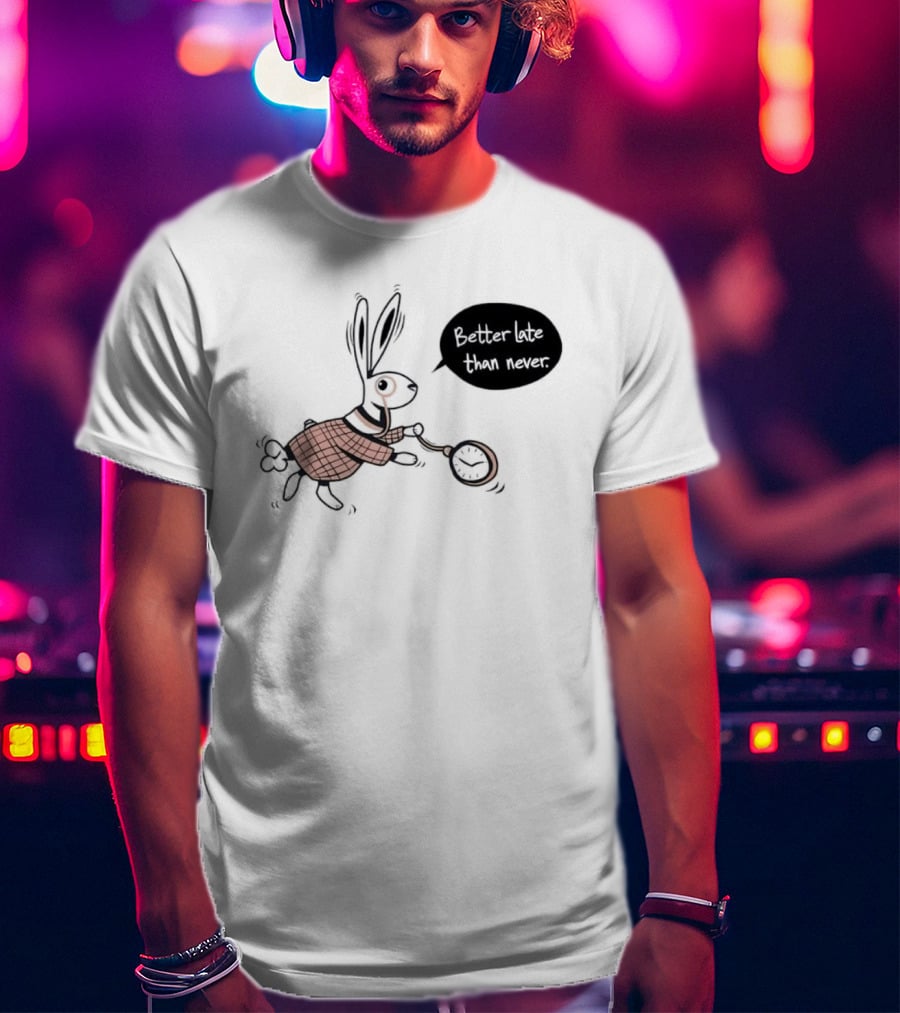Better Late Than Never Rabbit Pocket T-Shirt