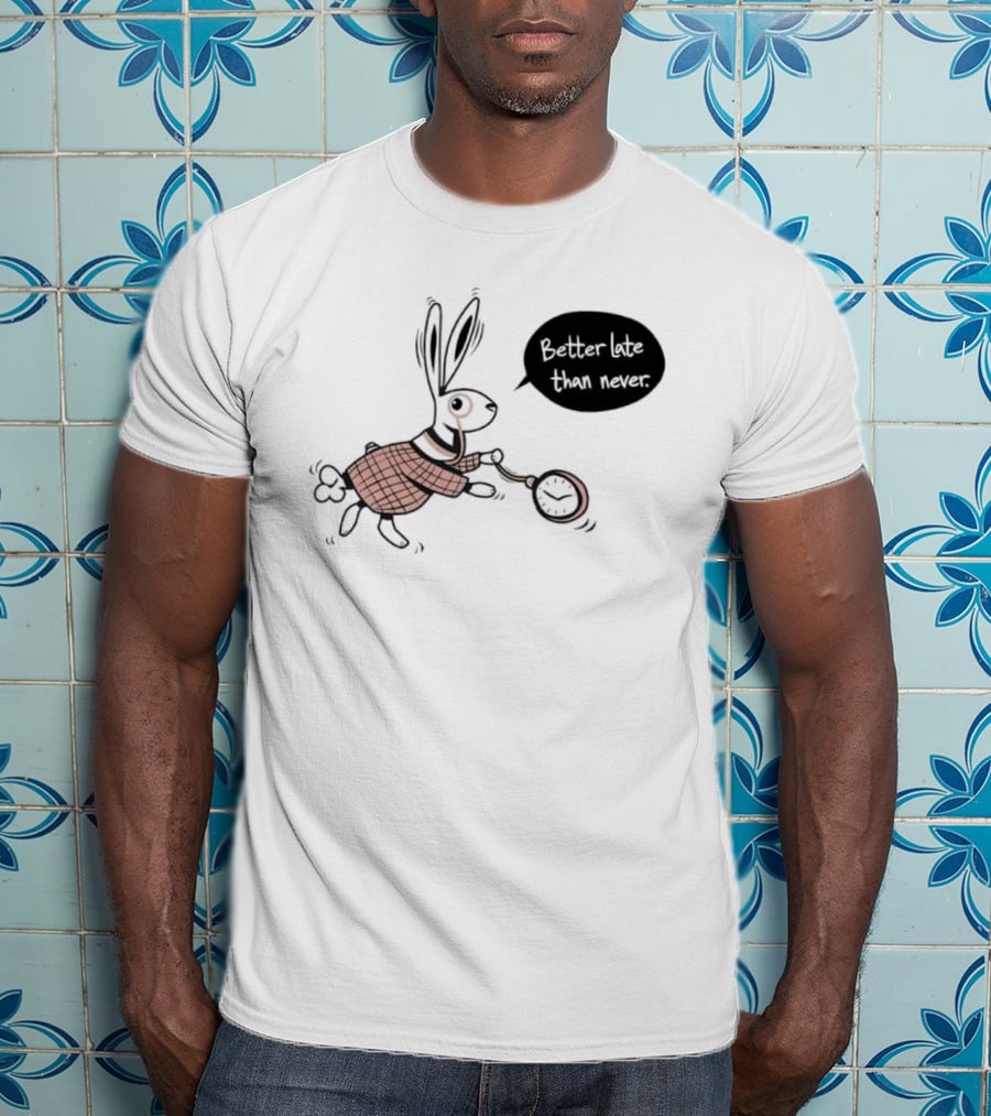 Better Late Than Never Rabbit Pocket T-Shirt