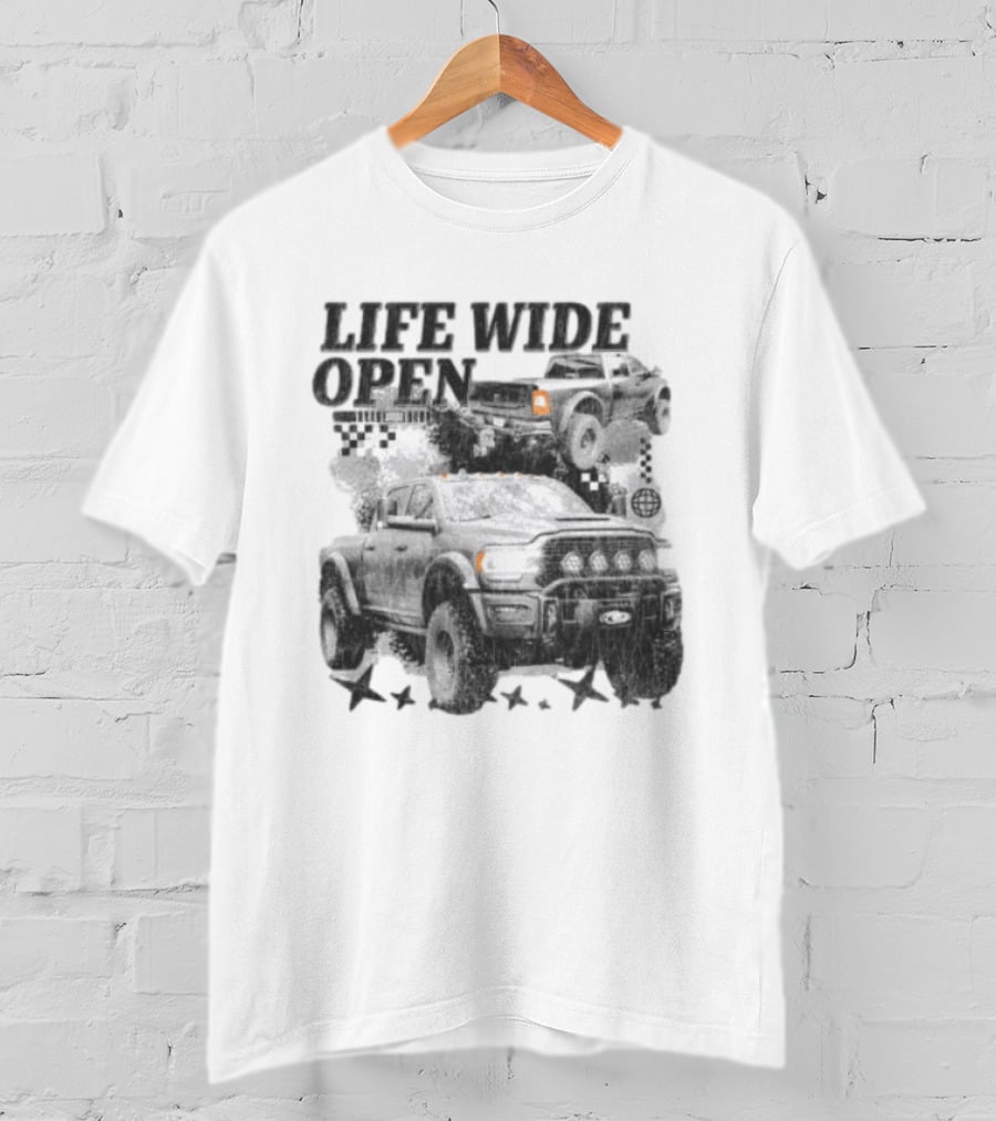 Cboystv Store Prospector Whiteout Life Wide Open Offroad Trucks T-Shirt