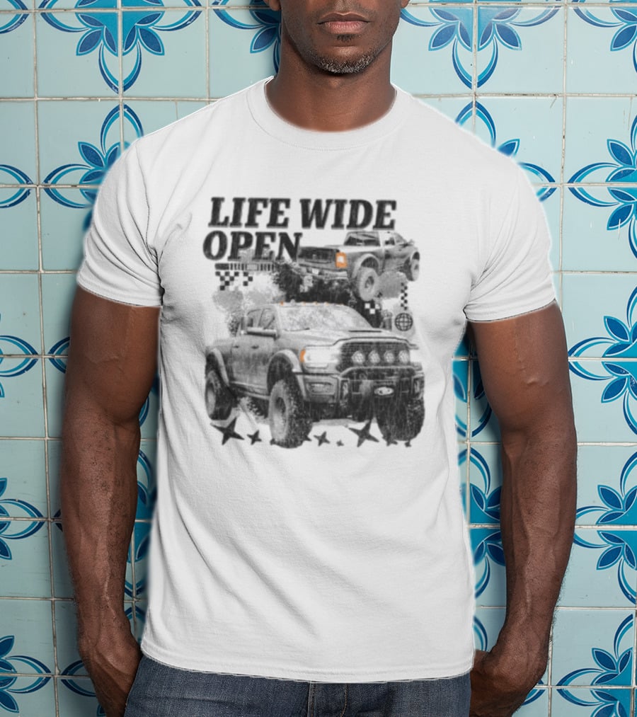 Cboystv Store Prospector Whiteout Life Wide Open Offroad Trucks T-Shirt