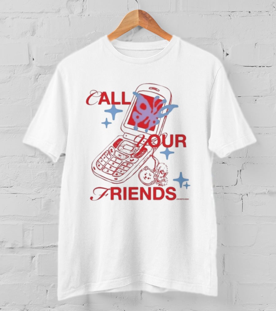 Call Your Friends Butterfly Flip Phone Stars T-Shirt