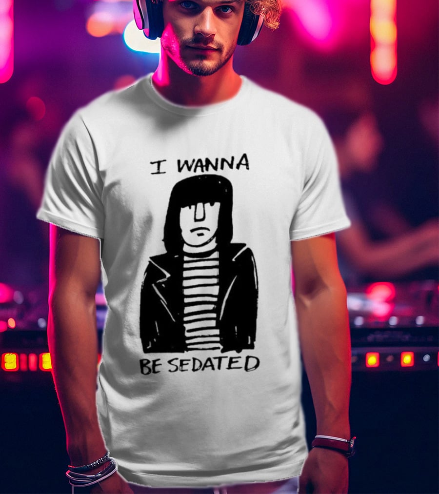 I Wanna Be Sedated Striped Jacket Character Sketch T-Shirt