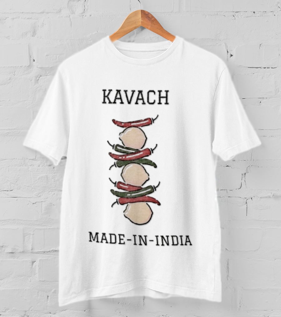 Kavach Made In India Cartoon Stacked Lemons And Chili Peppers T-Shirt
