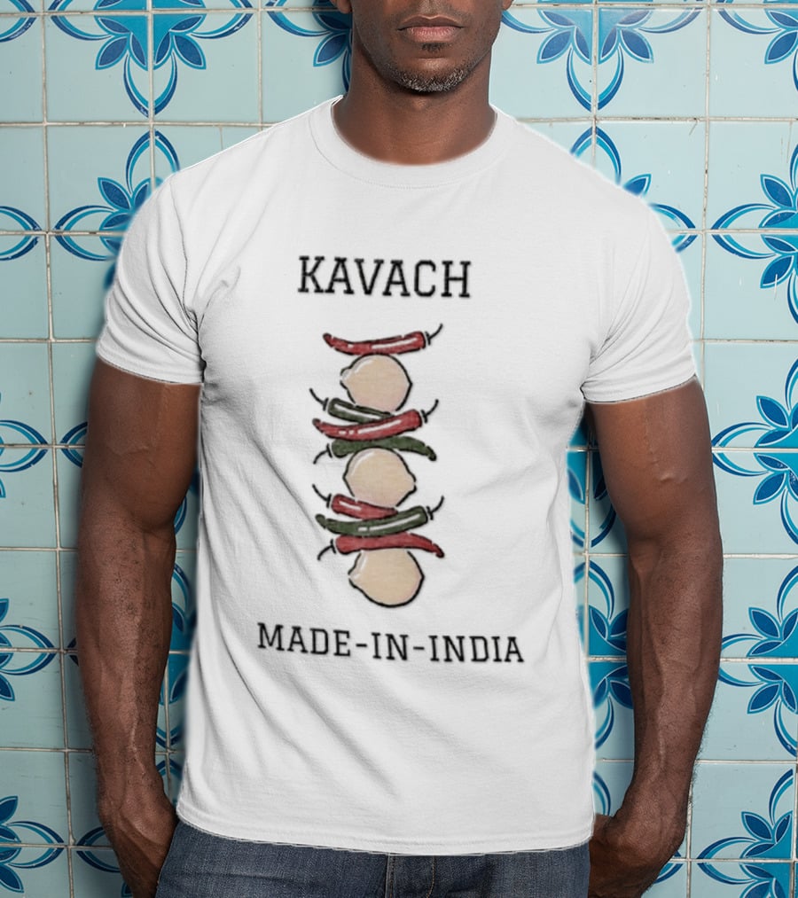 Kavach Made In India Cartoon Stacked Lemons And Chili Peppers T-Shirt
