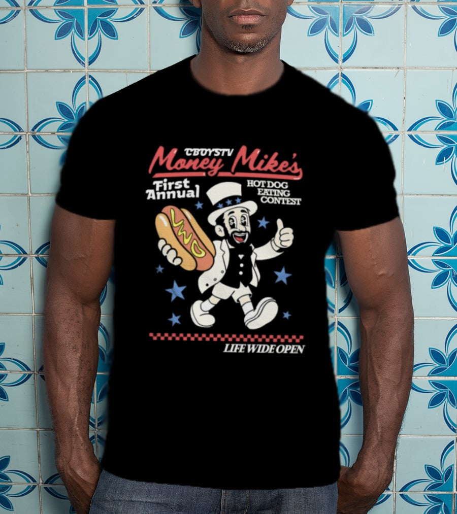 Cboystv Money Mikes First Annual Hotdog Eating Contest Live Wide Open T-Shirt