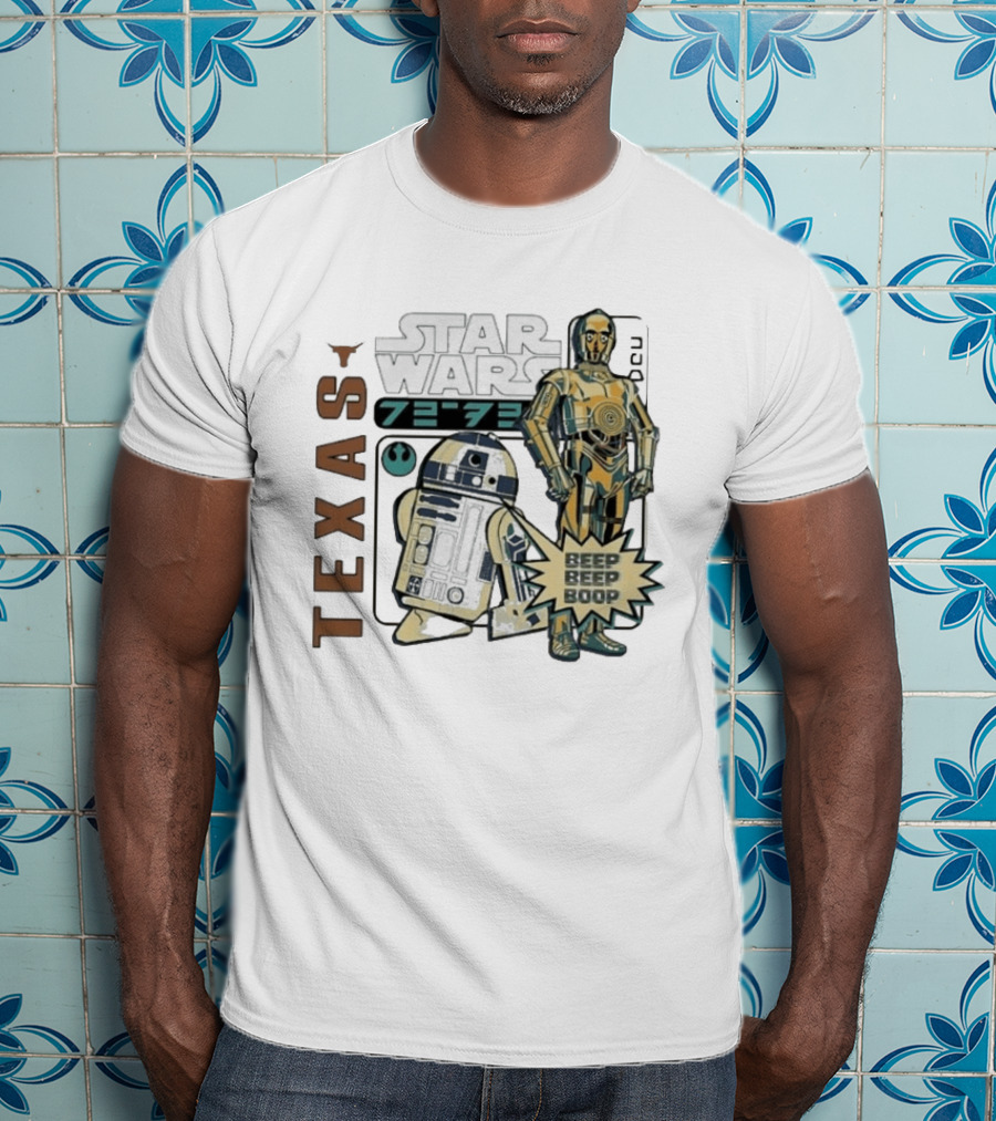 Texas Longhorns Star Wars C3PO R2D2 Beep Beep Boop T-Shirt