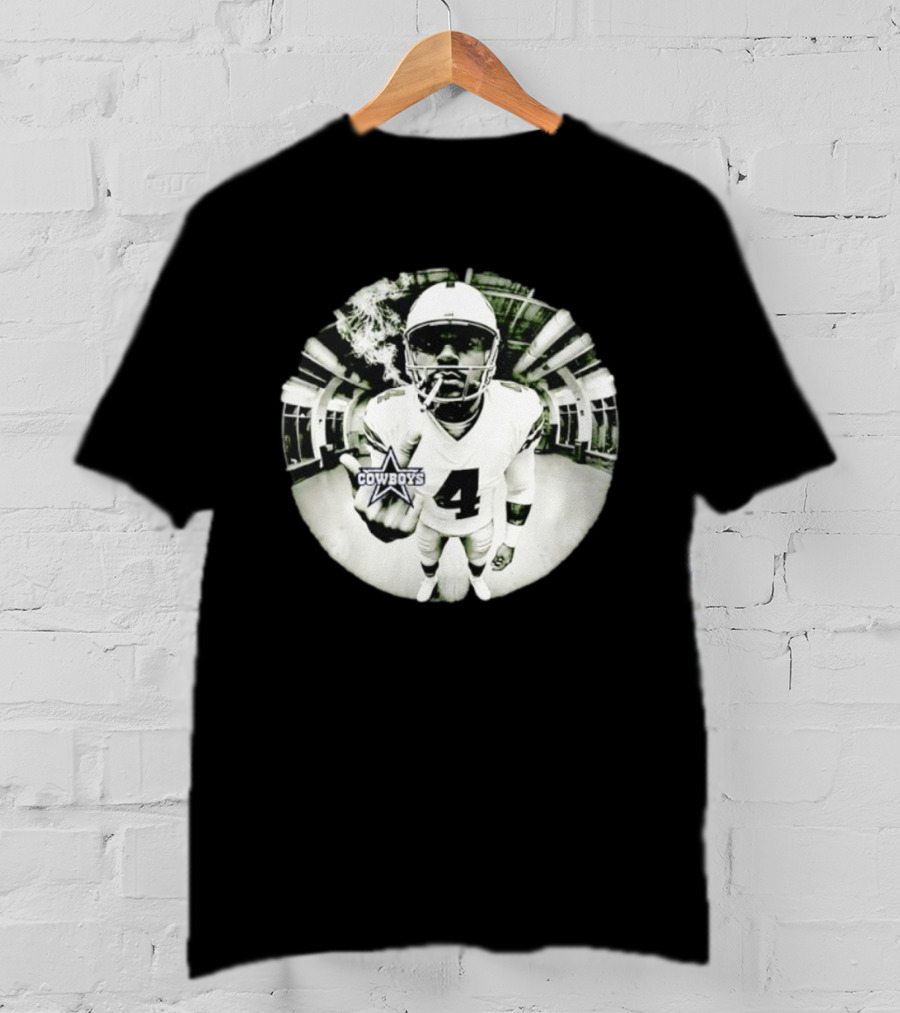 Dak Prescott Cowboys Number 4 Smoking وسط البنية التحتية T-Shirt