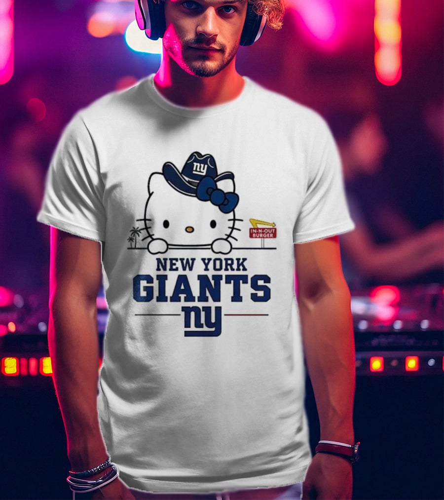 New York Giants Hello Kitty In N Out Burger Collaboration T-Shirt