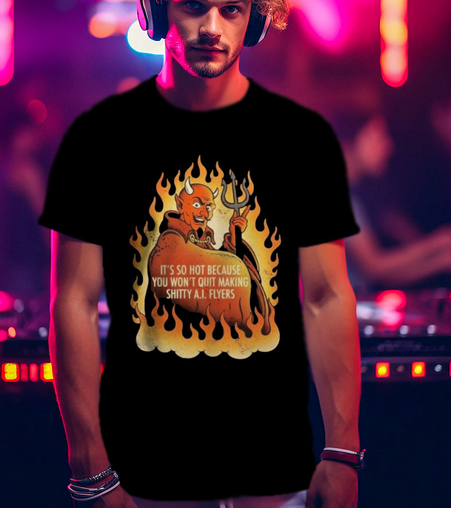Devil It's So Hot Because You Won't Quit Making Shitty AI Flyers T-Shirt