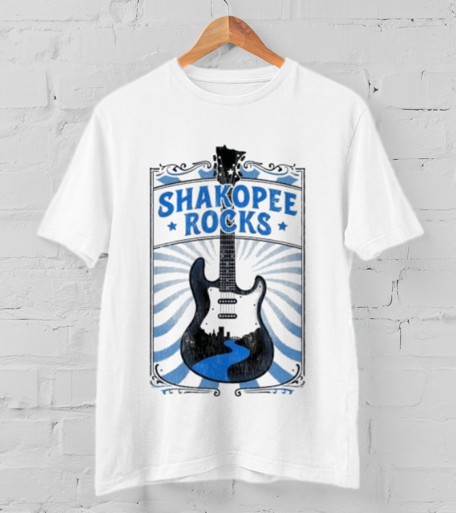 Shakopee Rocks Guitar Minnesota Rock And Roll Stripes T-Shirt
