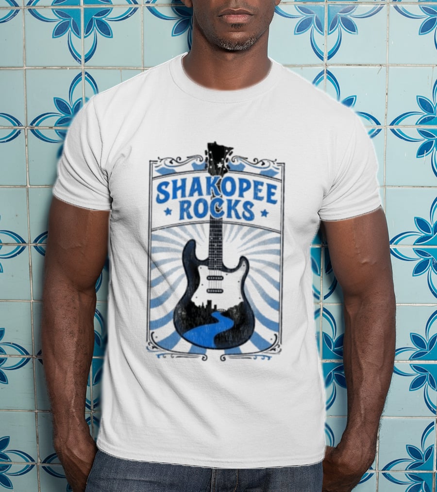 Shakopee Rocks Guitar Minnesota Rock And Roll Stripes T-Shirt