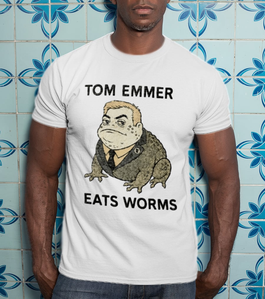 Tom Emmer Eats Worms Cartoon Toad Wearing Suit Tie T-Shirt
