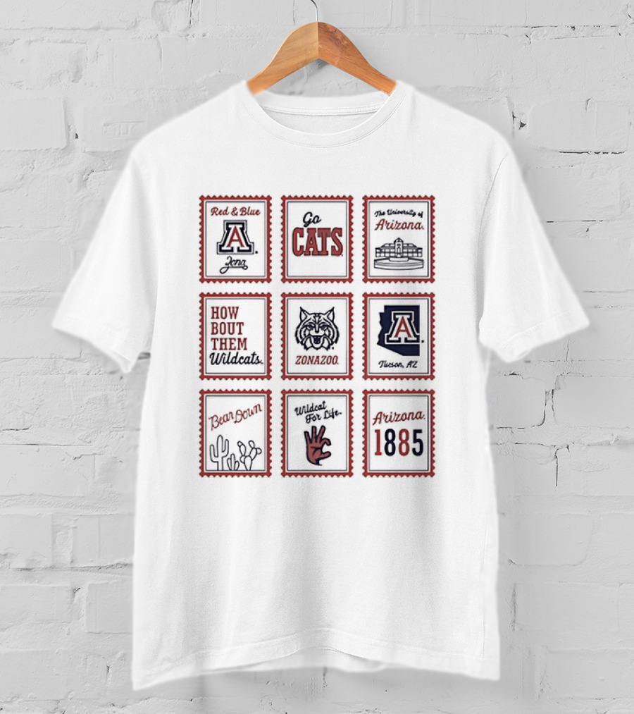 Arizona Wildcats Bear Down University Collection Go Cats Stamp Arizona 1885 Wildcats T-Shirt