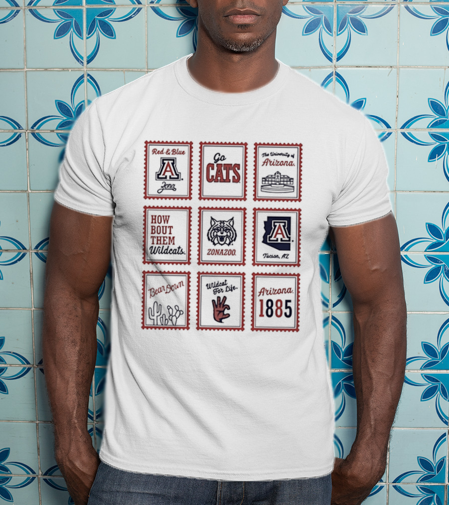 Arizona Wildcats Bear Down University Collection Go Cats Stamp Arizona 1885 Wildcats T-Shirt