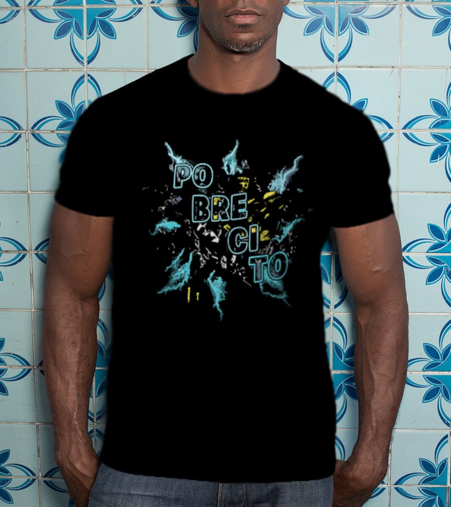 Pobrecito Cyan Yellow Pixel Splatter T-Shirt