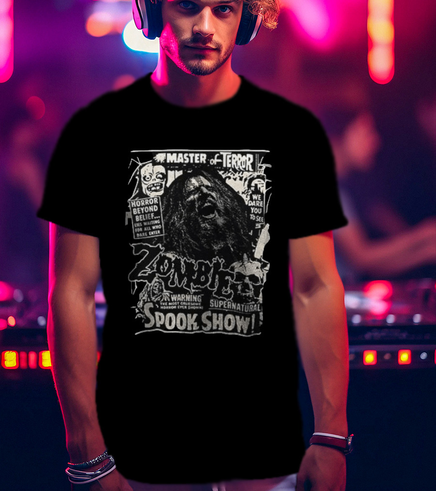 Rob Zombie Master Of Terror Spook Show Horror Beyond Belief Supernatural Warning T-Shirt