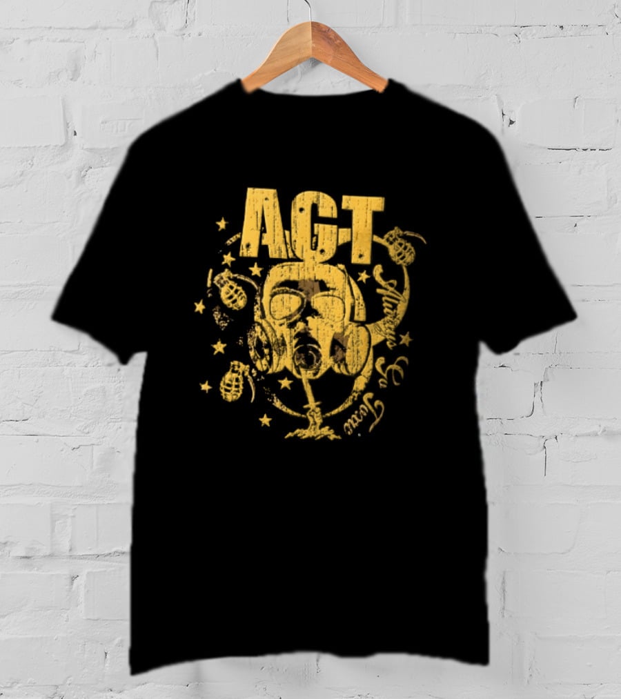 AGT Distressed Gas Mask Grenades Biohazard Stars T-Shirt