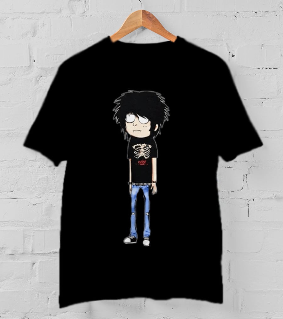 Aheartwellending Emo Scene Cartoon Character With Skeleton T-Shirt