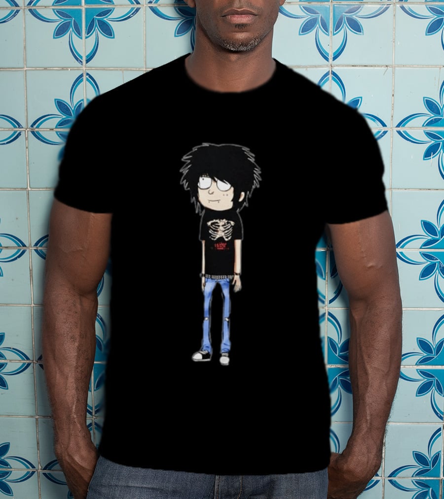 Aheartwellending Emo Scene Cartoon Character With Skeleton T-Shirt
