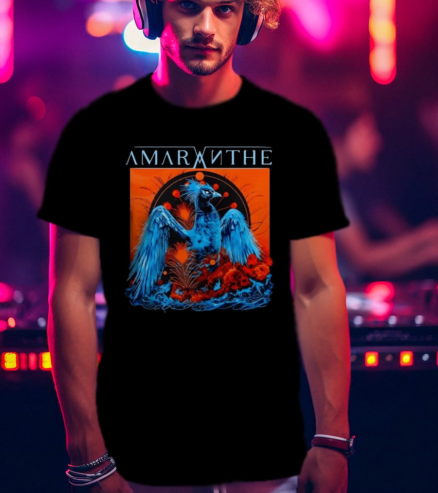 Amaranthe Phoenix Bird Metal Band Blue And Orange T-Shirt