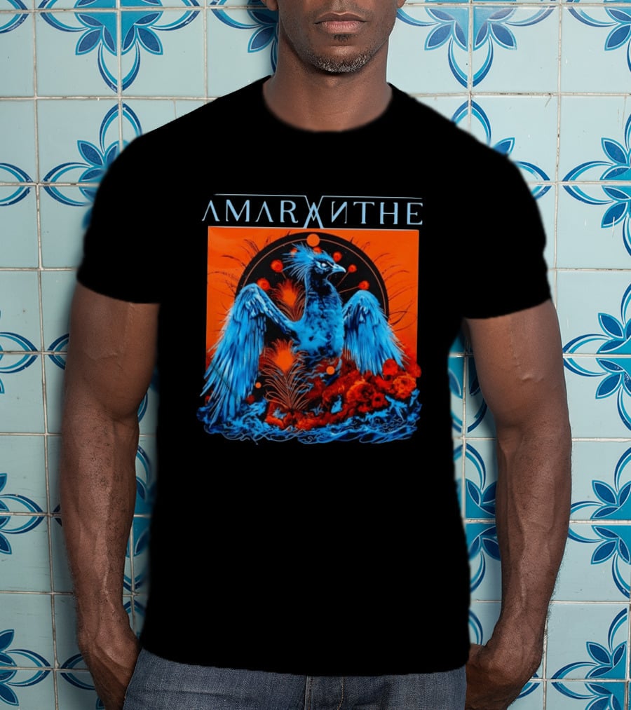Amaranthe Phoenix Bird Metal Band Blue And Orange T-Shirt