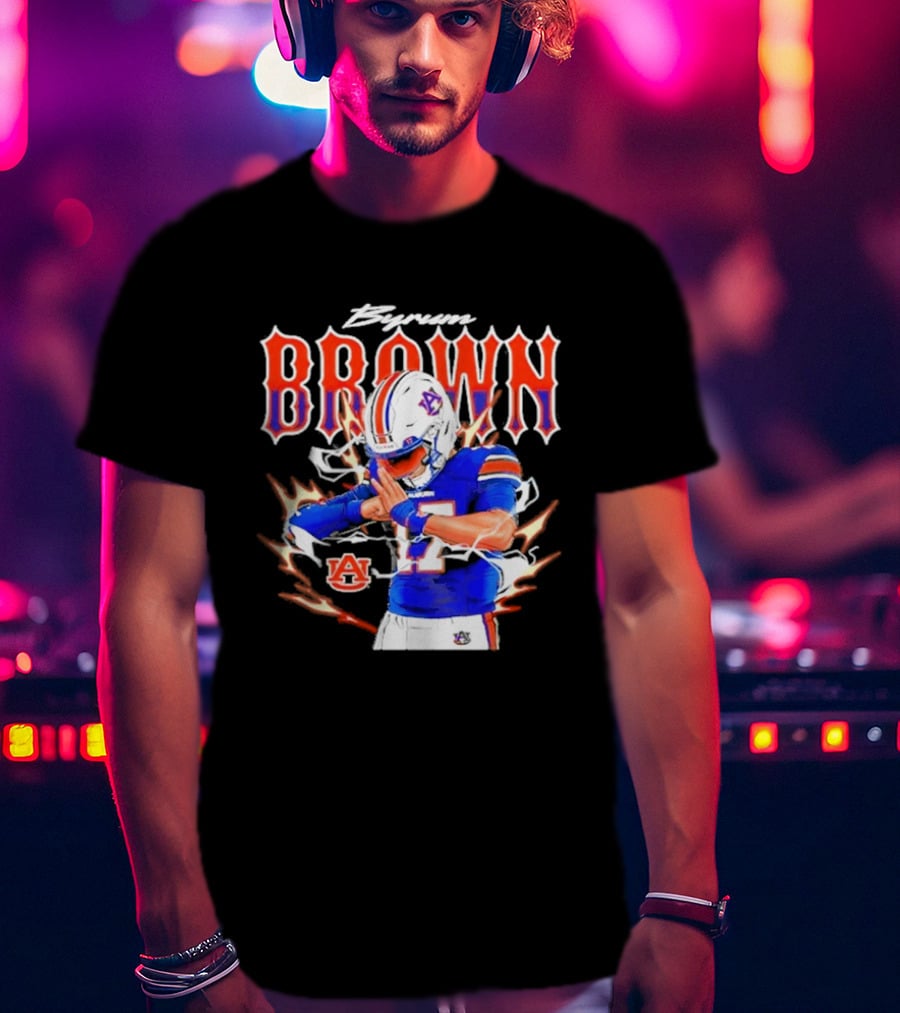 Auburn Tigers Byrum Brown Football Player Comic T-Shirt
