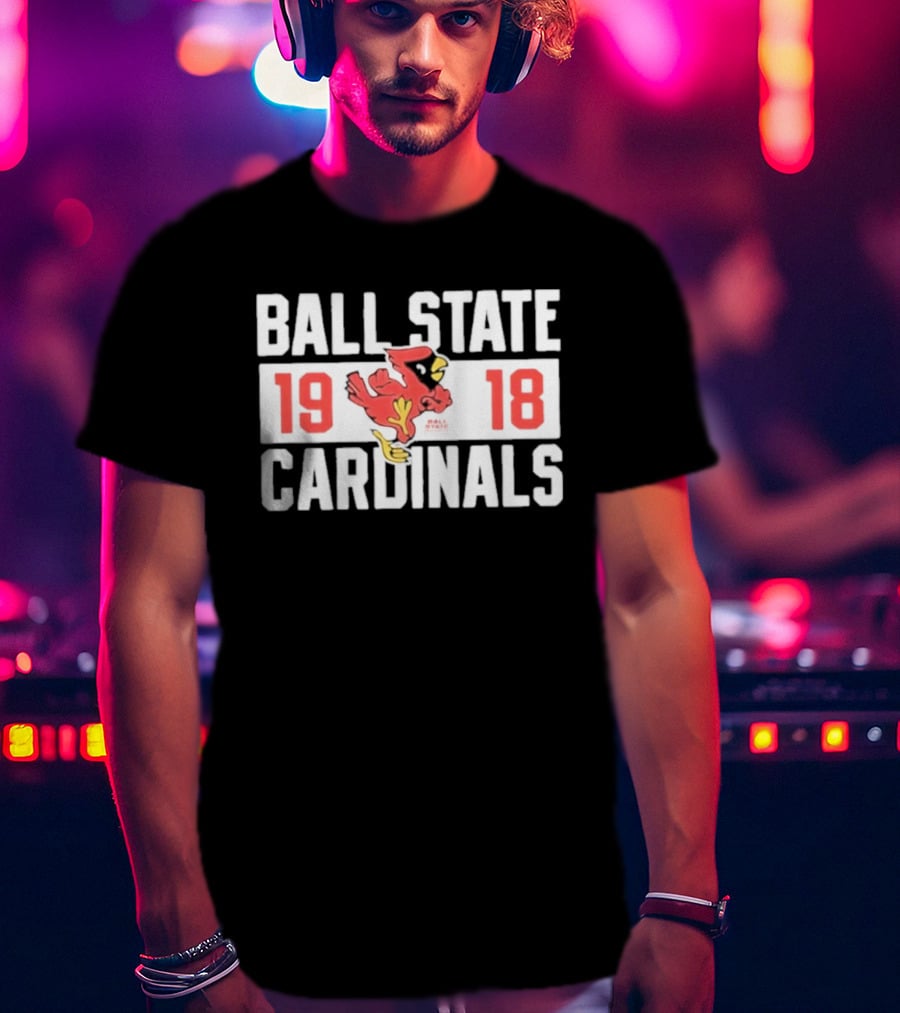 Ball State Cardinals 1918 Vintage Logo Red Cardinal Football Team T-Shirt