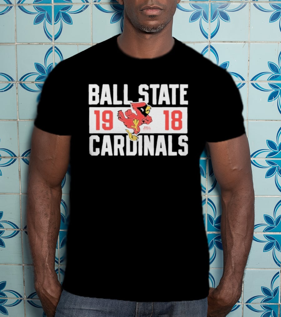 Ball State Cardinals 1918 Vintage Logo Red Cardinal Football Team T-Shirt