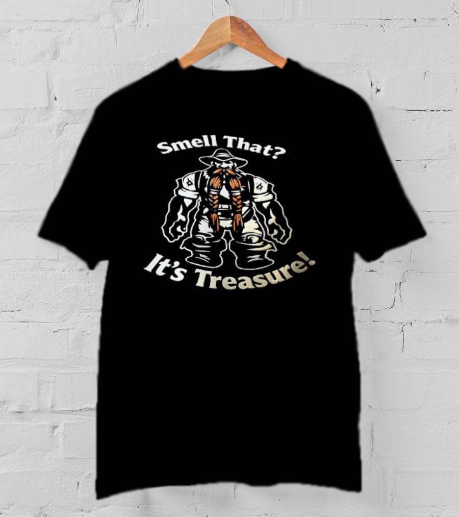 Smell That It's Treasure Cartoon Dwarf Orange Braided Beard T-Shirt