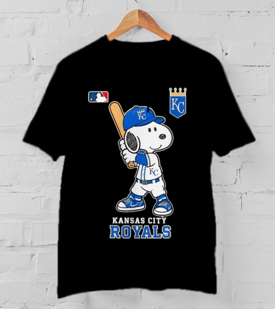 Snoopy Wearing Kansas City Royals Baseball Jersey Player MLB T-Shirt