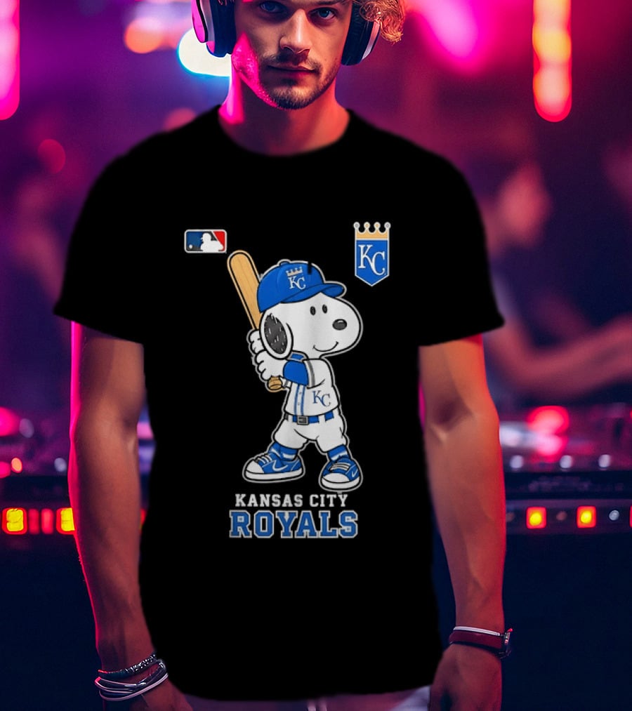 Snoopy Wearing Kansas City Royals Baseball Jersey Player MLB T-Shirt