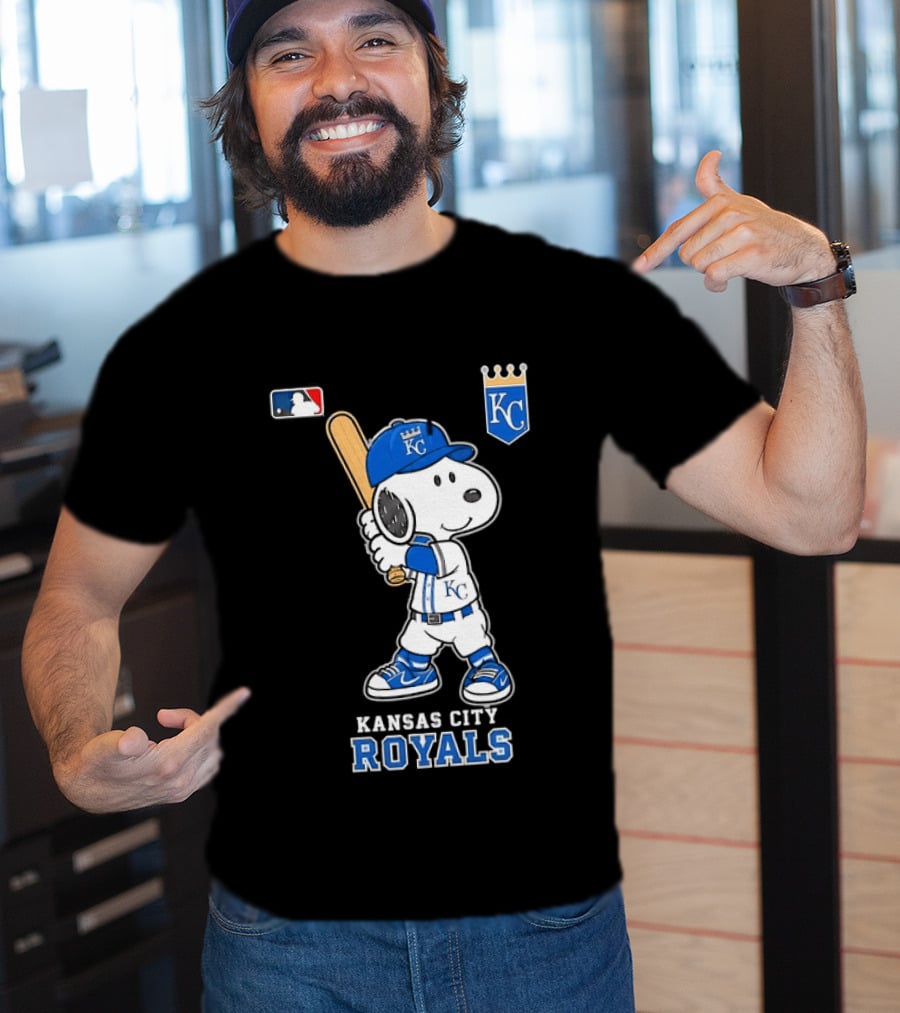 Snoopy Wearing Kansas City Royals Baseball Jersey Player MLB T-Shirt