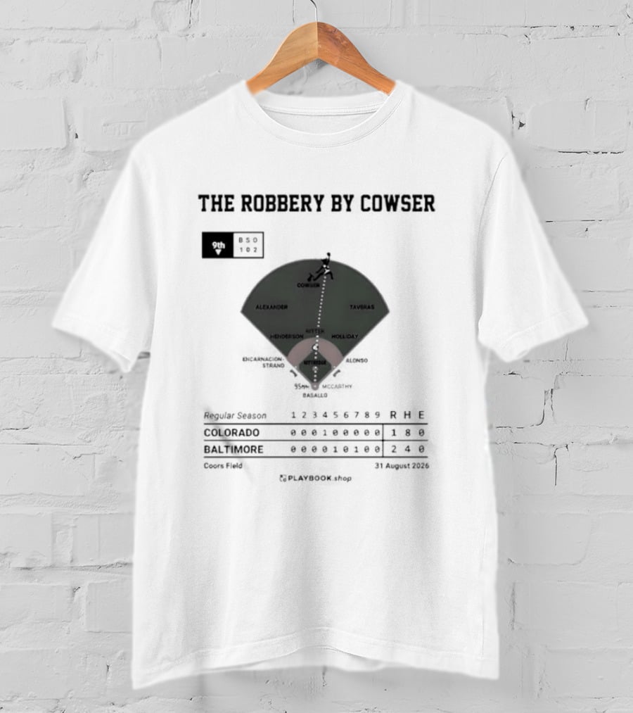 Colton Cowser The Robbery By Cowser Baltimore Baseball Stadium Layout T-Shirt