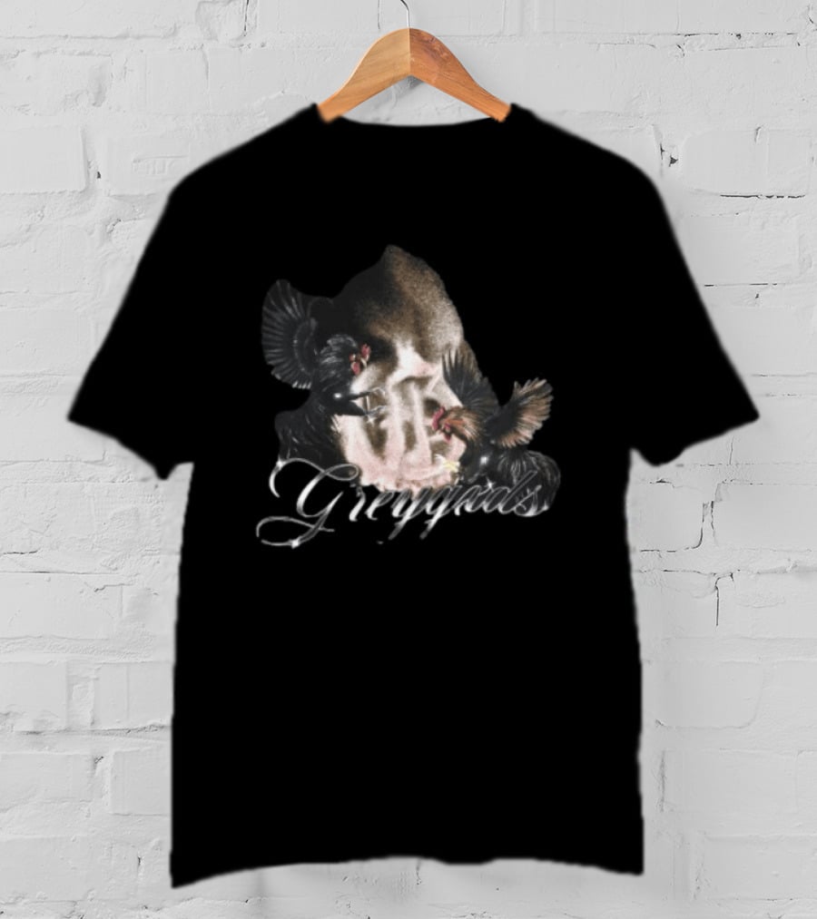 Greygxds Store Gallera Black Rooster T-Shirt