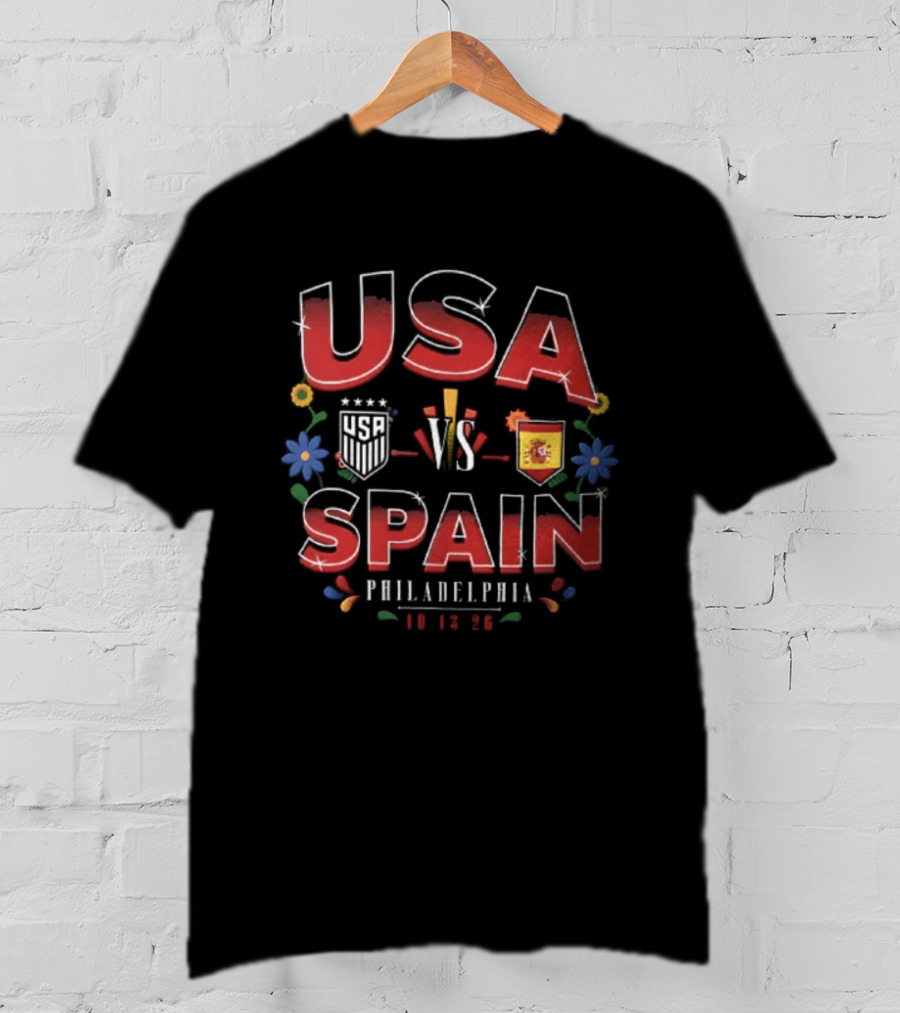 USA VS Spain Philadelphia October 18 2026 Floral Border T-Shirt