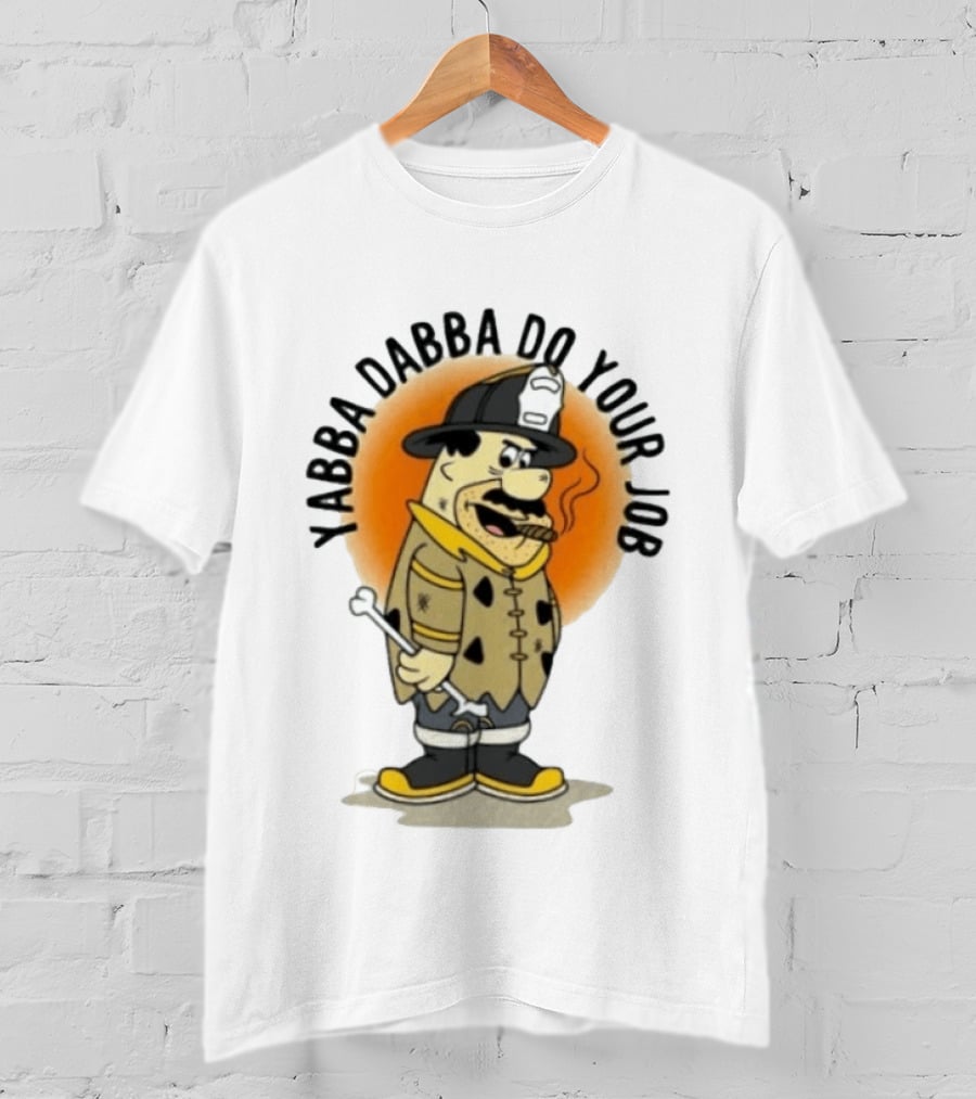Flintstones Firefighter Yabba Dabba Do Your Job Smoking Cartoon T-Shirt