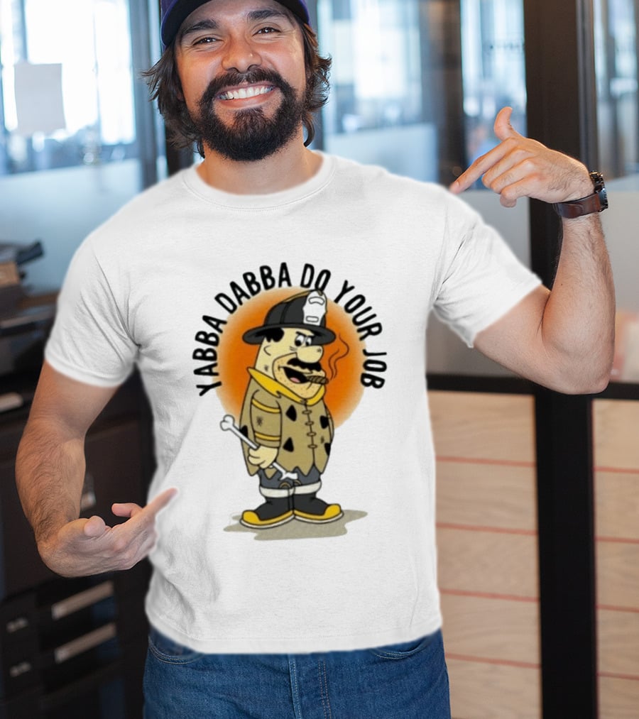 Flintstones Firefighter Yabba Dabba Do Your Job Smoking Cartoon T-Shirt