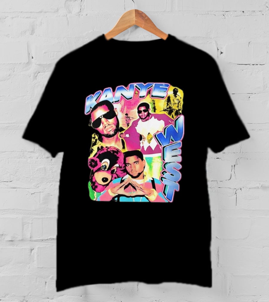 Kanye West Vintage Yeezy Bear Collage Hip Hop Rap Legend T-Shirt