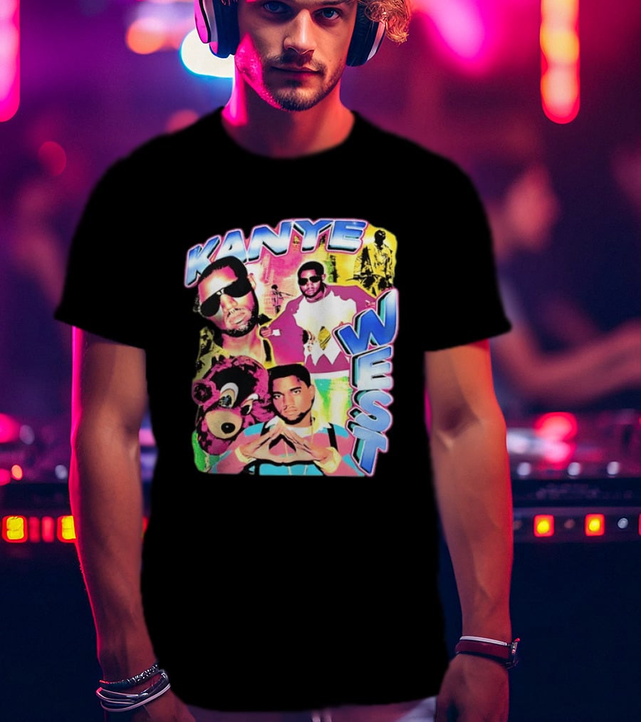 Kanye West Vintage Yeezy Bear Collage Hip Hop Rap Legend T-Shirt