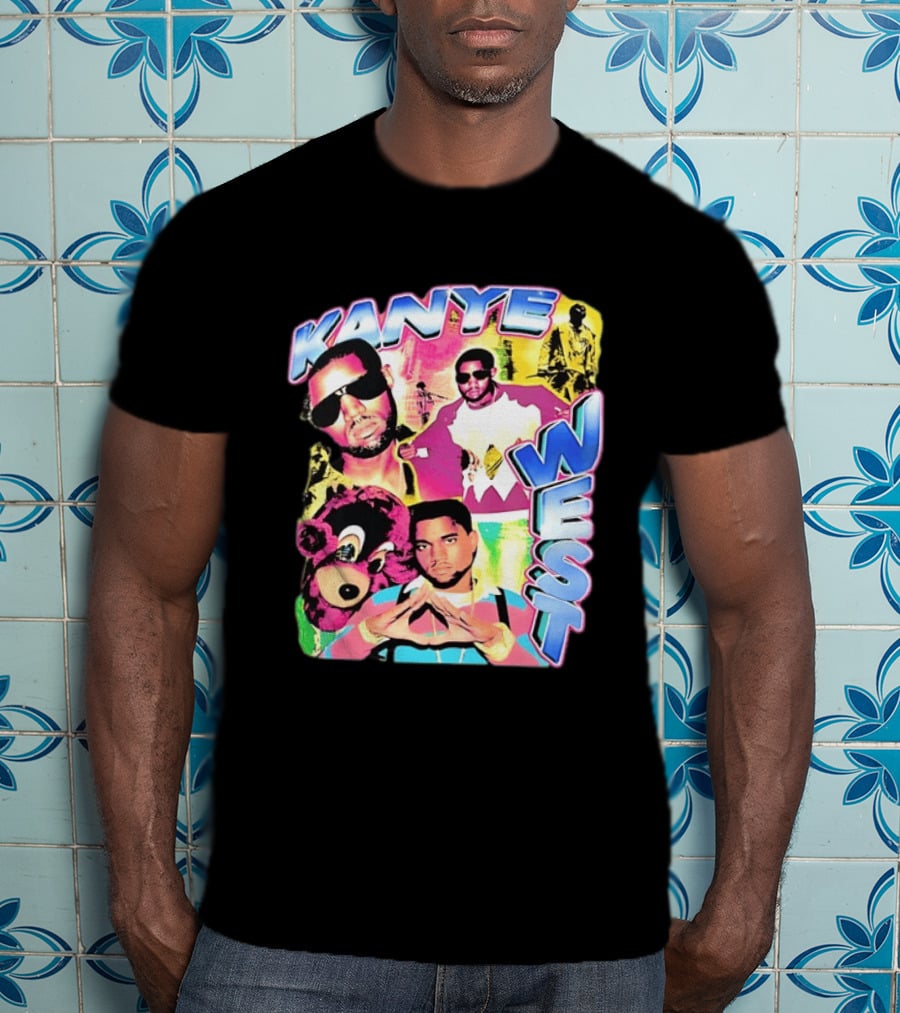 Kanye West Vintage Yeezy Bear Collage Hip Hop Rap Legend T-Shirt