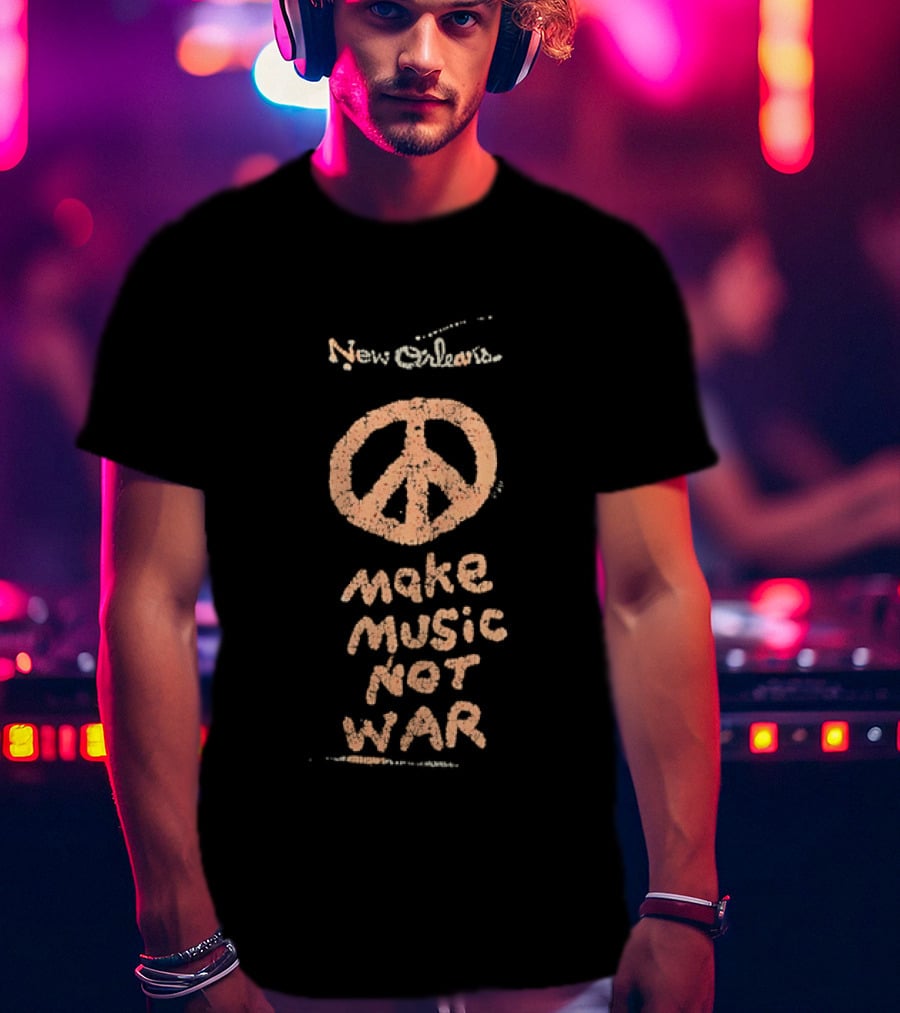 New Orleans Peace Sign Make Music Not War T-Shirt