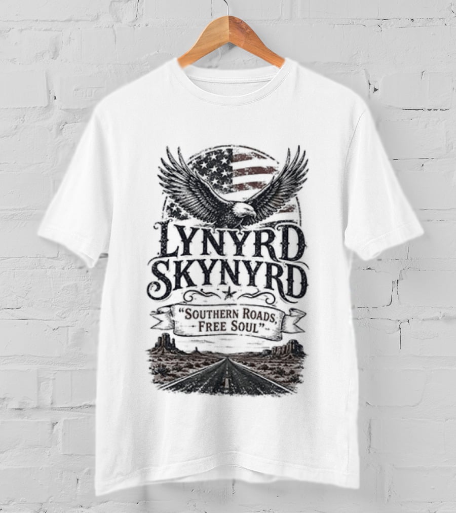 Lynyrd Skynyrd Southern Roads Free Soul American Flag Eagle T-Shirt