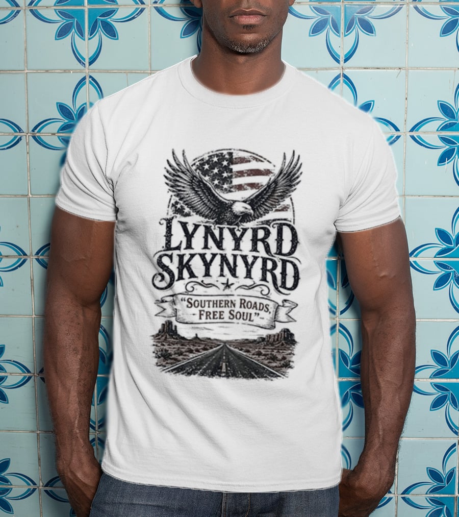 Lynyrd Skynyrd Southern Roads Free Soul American Flag Eagle T-Shirt