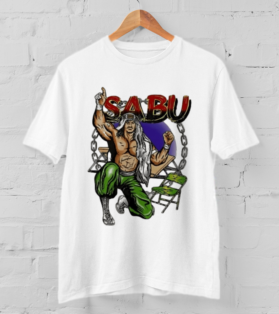 Sabu ECW Wrestling Terry Brunk Character Illustration With Chairs And Chains T-Shirt