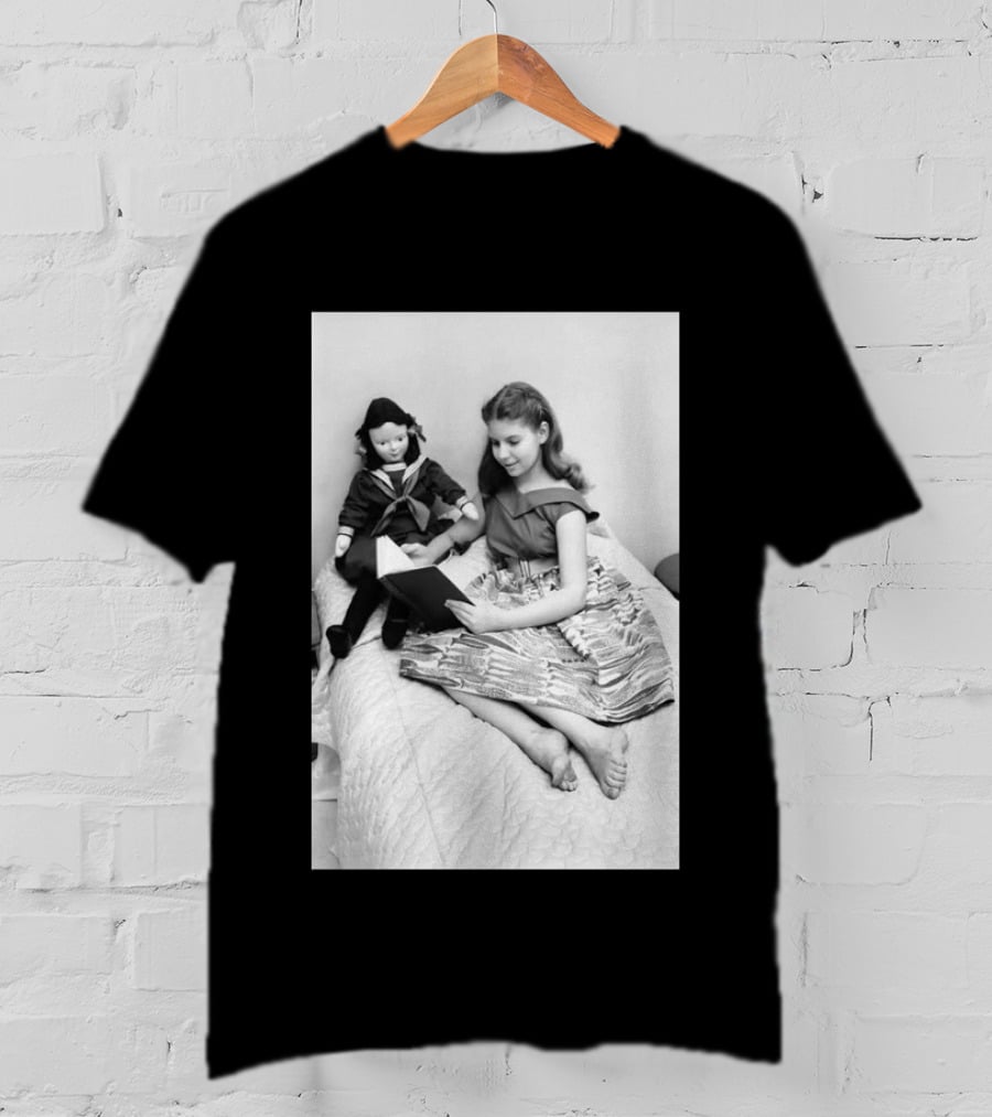 Robin Morgan Young Girl Reading With Doll Vintage Photograph T-Shirt
