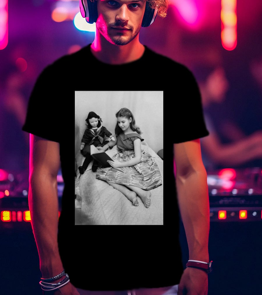 Robin Morgan Young Girl Reading With Doll Vintage Photograph T-Shirt