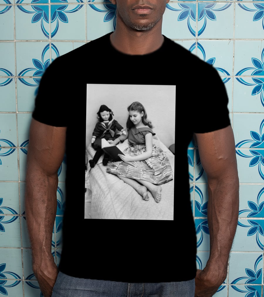 Robin Morgan Young Girl Reading With Doll Vintage Photograph T-Shirt