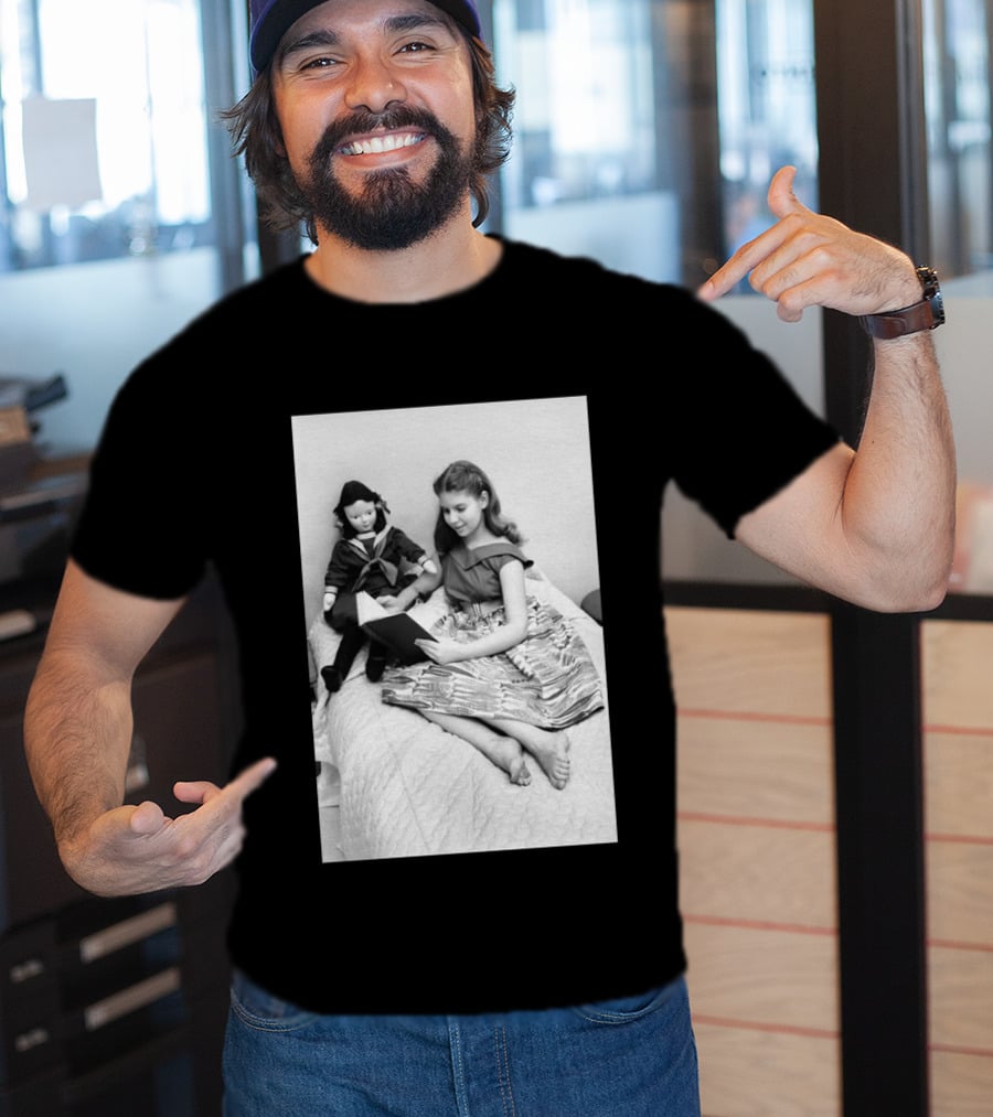 Robin Morgan Young Girl Reading With Doll Vintage Photograph T-Shirt